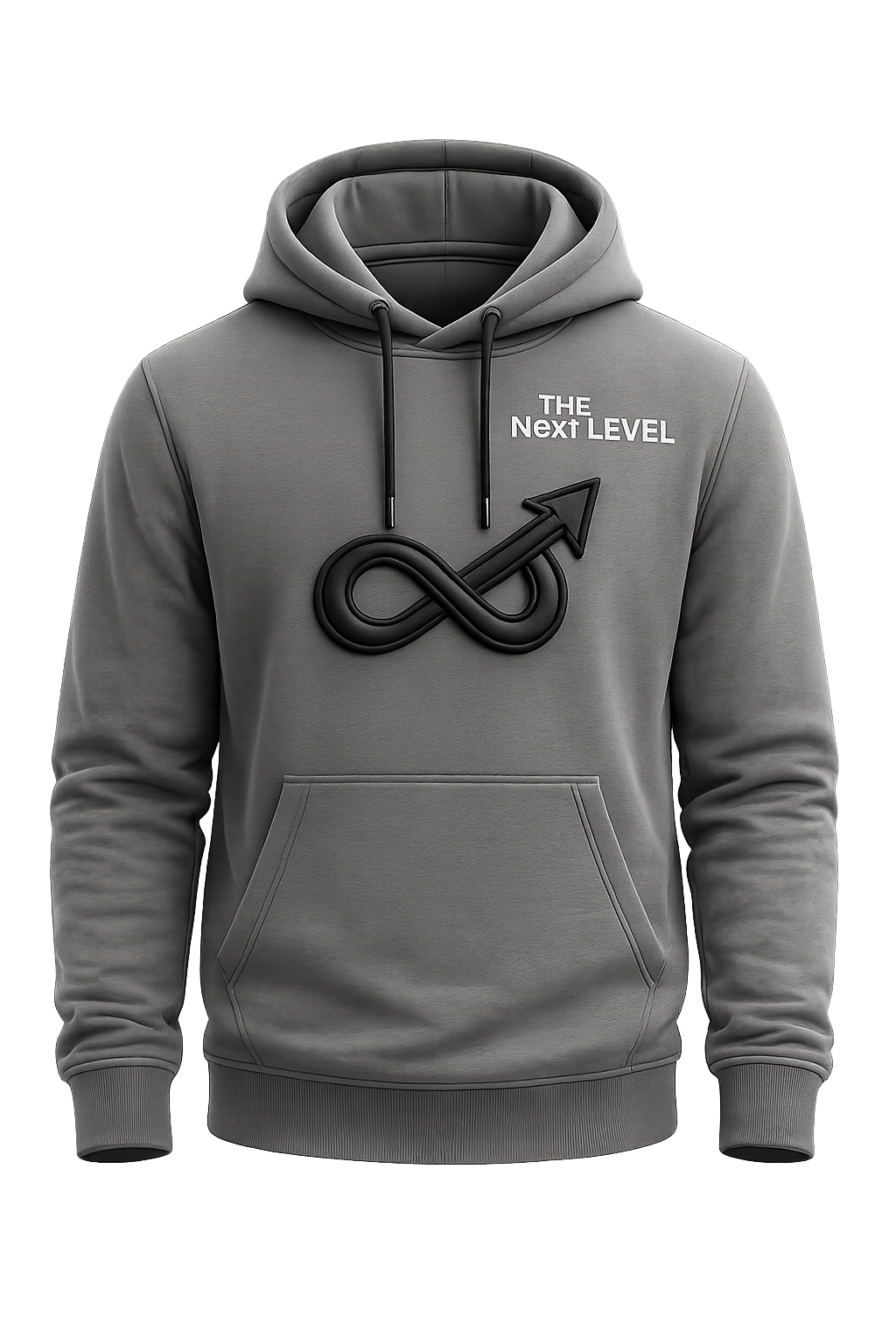 Sudadera The Next Level gris con logo infinito negro bordado